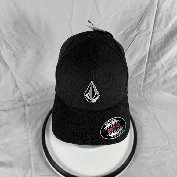 Volcom Hat Cap Fitted Mens Large XL Black Full Stone Heather Athletic Flexfit - Picture 8 of 10